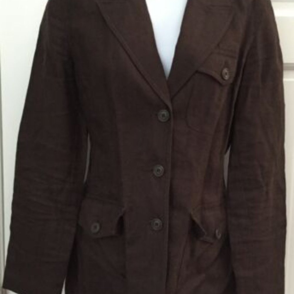 100% PURE LINEN BROWN SHIRT APOSTROPHE SIZE 10